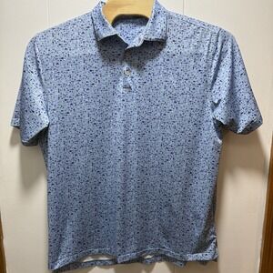 Peter‎ Millar Summer Comfort Men's Golf Polo Shirt Blue All Over Print Size XL